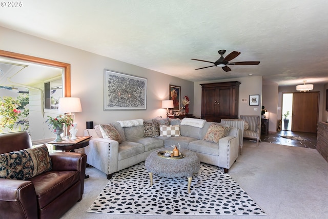 5339 SE Chase Rd, Gresham, OR 97080 - living room featuring ceiling fan and light carpet
