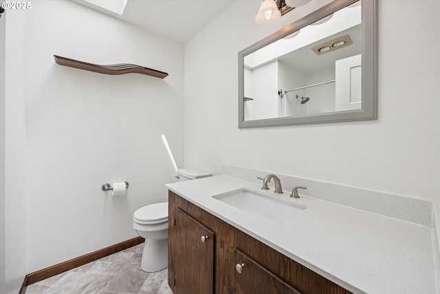 1625 SE Regner Rd, Gresham, OR 97080 - bathroom featuring vanity, a shower, and a skylight