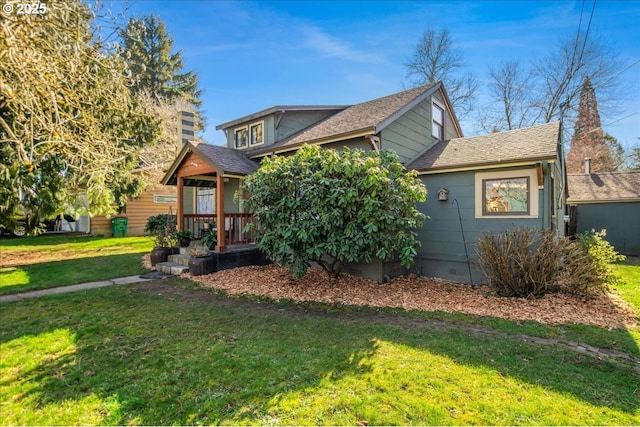 view of front of home with a front yard