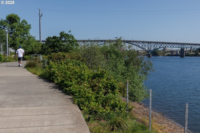 water view featuring a notable bridge