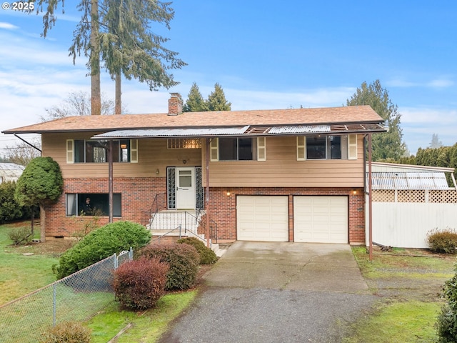 bi-level home with a garage