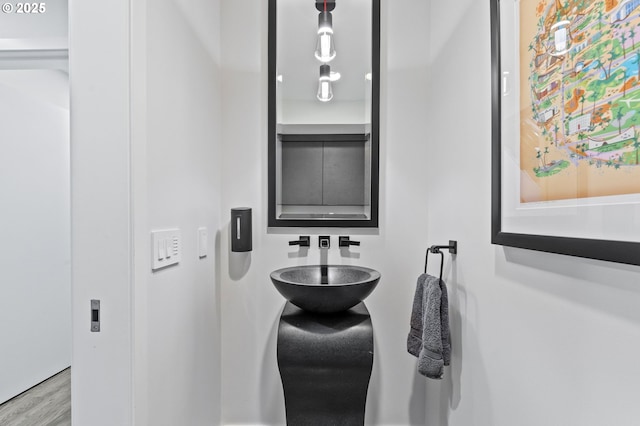 bathroom featuring wood finished floors