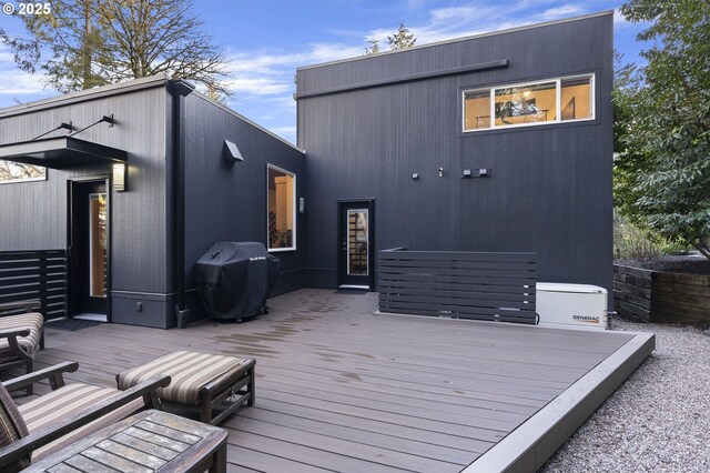 wooden deck with grilling area