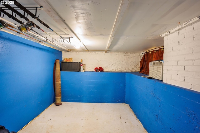 view of unfinished basement