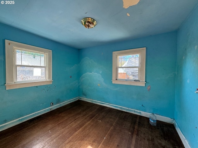 empty room with hardwood / wood-style flooring