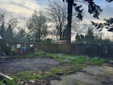 view of yard at dusk