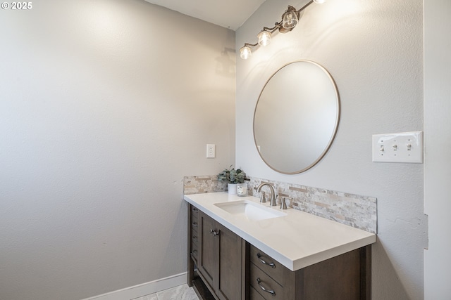 1366 Cramner St, Lafayette, OR 97127 - bathroom featuring vanity, baseboards, and backsplash