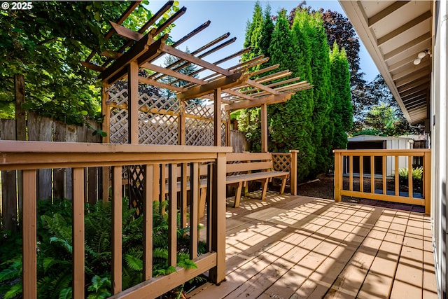 331 Limerick Ave, Eugene, OR 97404 - wooden deck with a pergola and an outdoor structure