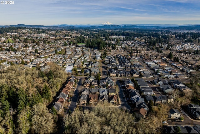 drone / aerial view with a mountain view