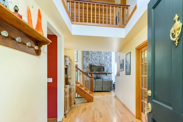 entryway with light wood-type flooring