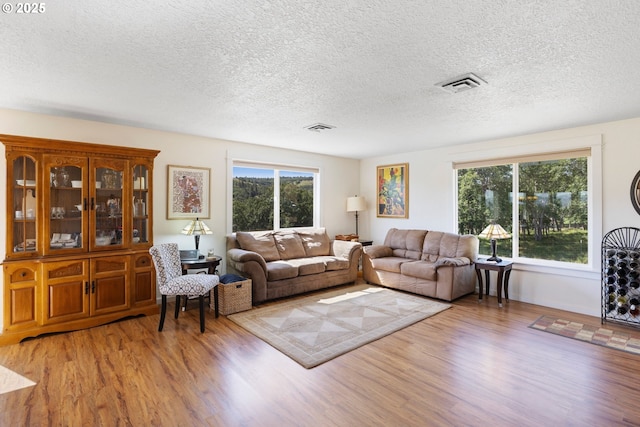 5073 Chenoweth Rd, The Dalles, OR 97058 - living room with light wood-style flooring and a textured ceiling
