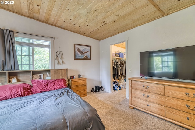 204 S Irving St, Coquille, OR 97423 - carpeted bedroom with vaulted ceiling, wooden ceiling, a walk in closet, and a closet