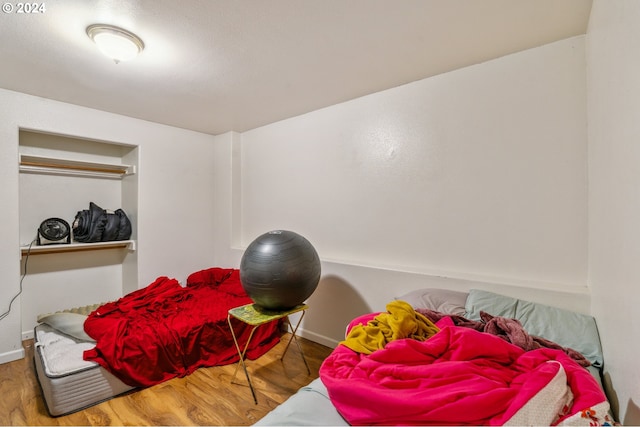 bedroom featuring hardwood / wood-style flooring