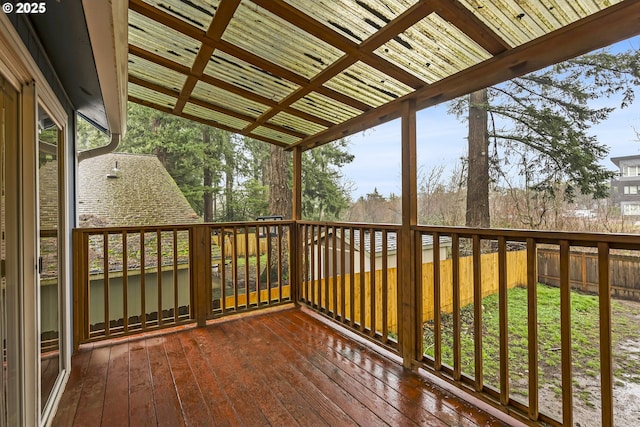 deck featuring a fenced backyard