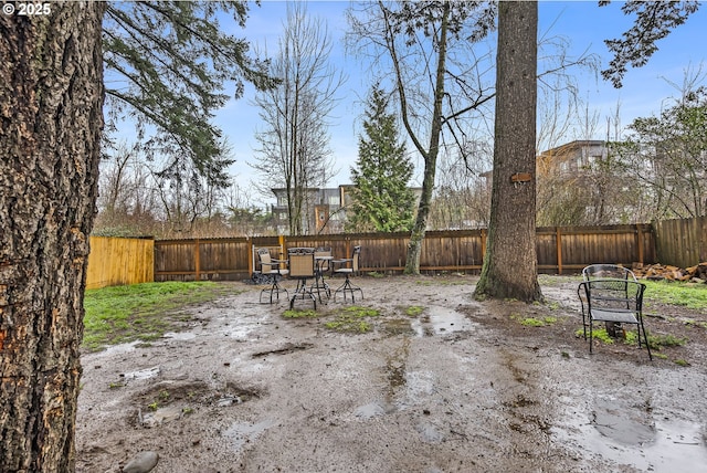 view of yard featuring a patio area and a fenced backyard