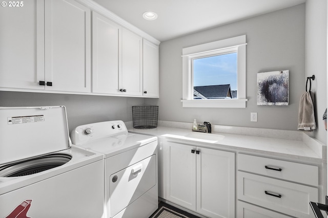 3588 Nestucca Loop, Eugene, OR 97408 - washroom with cabinet space, separate washer and dryer, and recessed lighting
