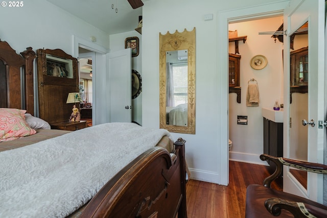 2112 Salem Ave, Albany, OR 97321 - bedroom with wood finished floors, baseboards, and a ceiling fan