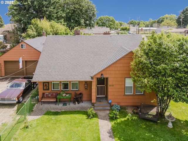 2112 Salem Ave, Albany, OR 97321 - view of front of house with a chimney, a front lawn, and a shingled roof