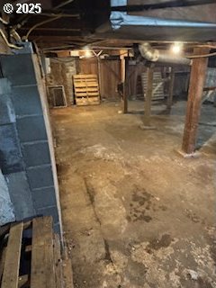 view of unfinished basement