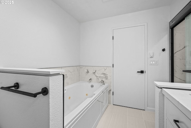 570 N Hayden Bay Dr, Portland, OR 97217 - full bath with a whirlpool tub, vanity, and a stall shower