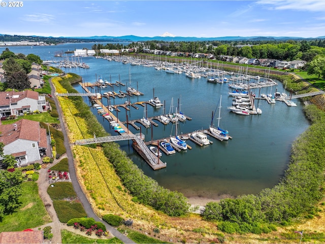 570 N Hayden Bay Dr, Portland, OR 97217 - bird's eye view of a marina and a water and mountain view