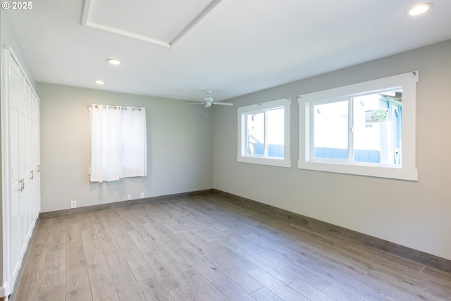 207 N Maple St, Bingen, WA 98605 - spare room with recessed lighting, baseboards, light wood-style flooring, and attic access
