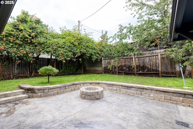 207 N Maple St, Bingen, WA 98605 - view of patio / terrace featuring a fire pit and a fenced backyard