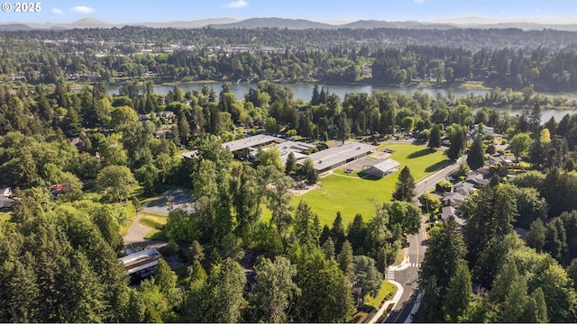 19065 Trillium Dr, West Linn, OR 97068 - aerial view of property and surrounding area with a water and mountain view and a heavily wooded area