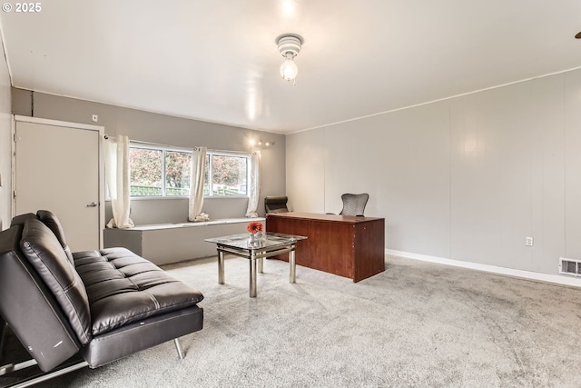 view of carpeted office space