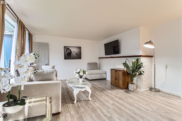 living room with light hardwood / wood-style floors