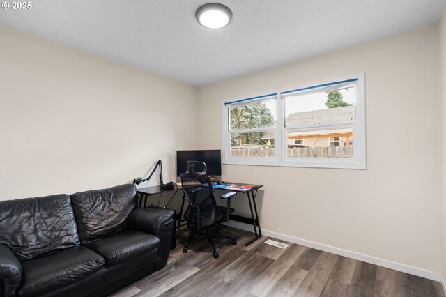 4220 SE 130th Ave, Portland, OR 97236 - office area featuring baseboards and wood finished floors