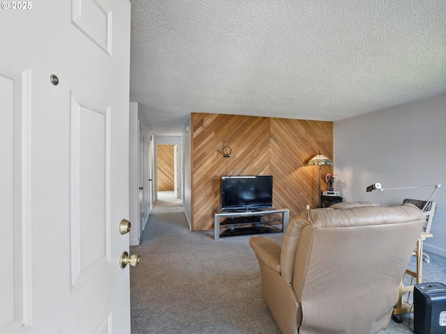 6103 SE 83rd Ave, Portland, OR 97266 - carpeted living area with wooden walls and a textured ceiling