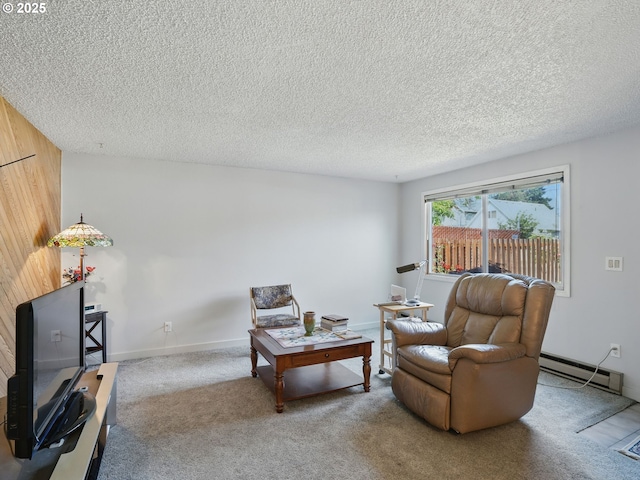 6103 SE 83rd Ave, Portland, OR 97266 - carpeted living area with baseboard heating and a textured ceiling