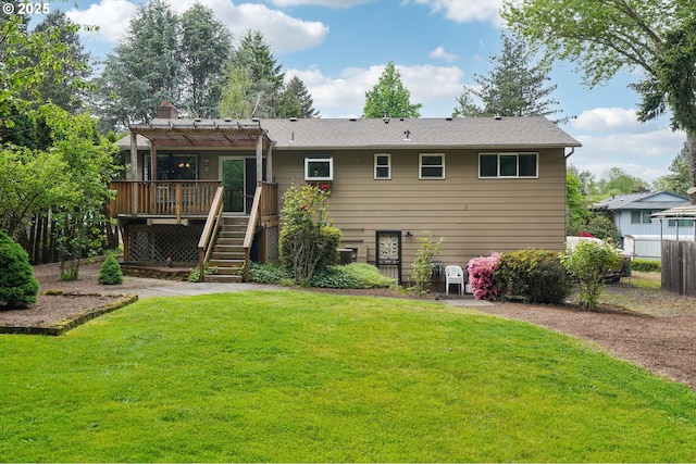 2202 NE 203rd Ave, Fairview, OR 97024 - back of property featuring a deck, stairway, and a pergola