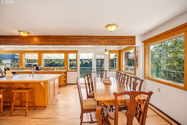 dining room with light wood-type flooring