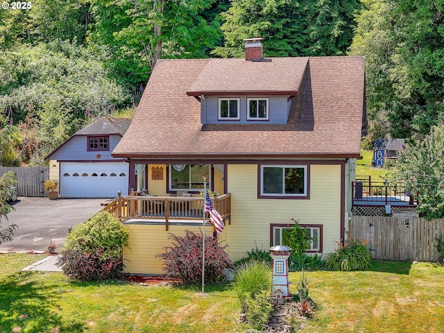 91196 Youngs River Rd, Astoria, OR 97103 - view of front of property featuring asphalt driveway, a chimney, and covered porch