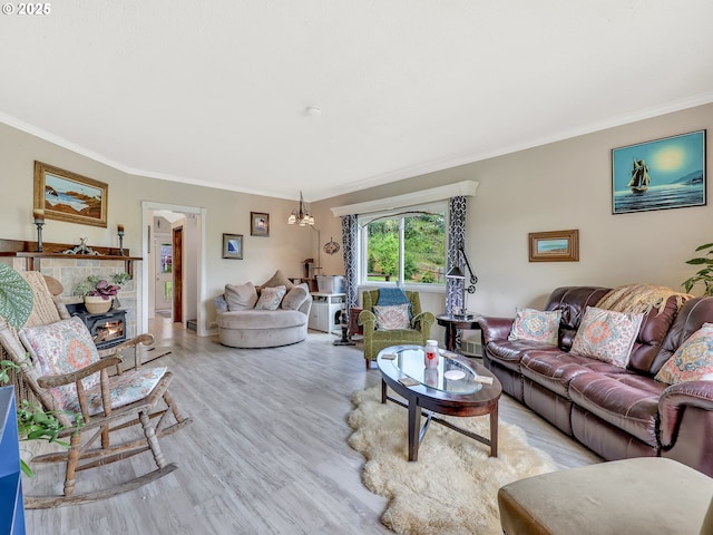 91196 Youngs River Rd, Astoria, OR 97103 - living room featuring ornamental molding and light wood-style flooring