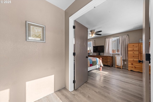 bedroom with light hardwood / wood-style floors