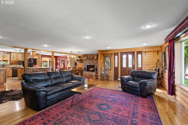 73594 Davis Ln, Pendleton, OR 97801 - living room with a textured ceiling, light wood-style floors, healthy amount of natural light, and recessed lighting