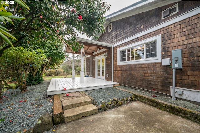 view of patio / terrace featuring french doors and a deck