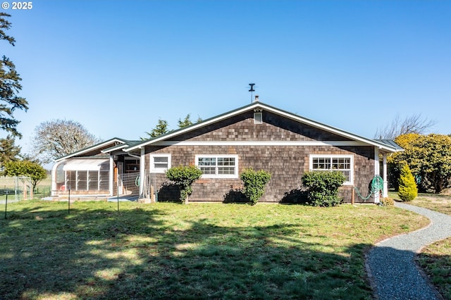 exterior space with a lawn