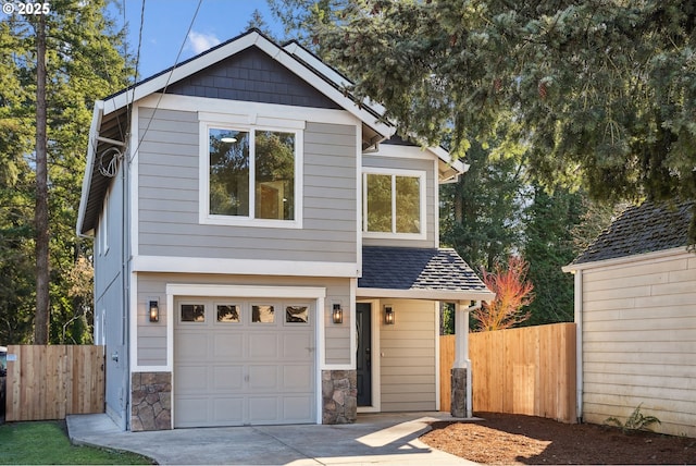 view of front of house with a garage