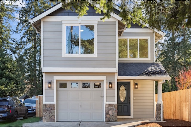 view of front facade featuring a garage