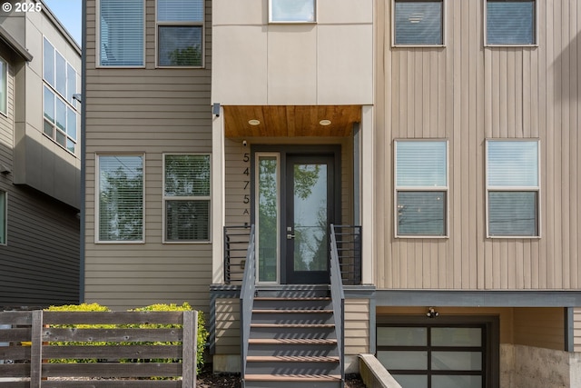 entrance to property with a garage
