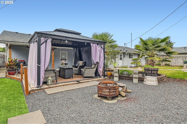 8413 NE Lewis Dr, Vancouver, WA 98662 - view of patio / terrace with a gazebo and an outdoor living space with a fire pit