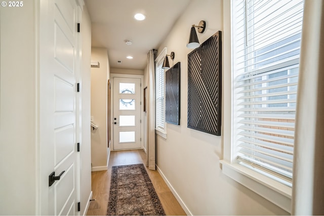 doorway featuring light hardwood / wood-style flooring