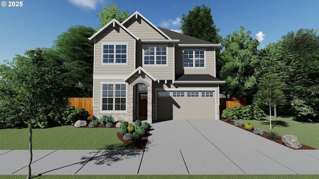 4420 NW 178th Ter Lot 27, Portland, OR 97229 - craftsman inspired home featuring stone siding, concrete driveway, and an attached garage
