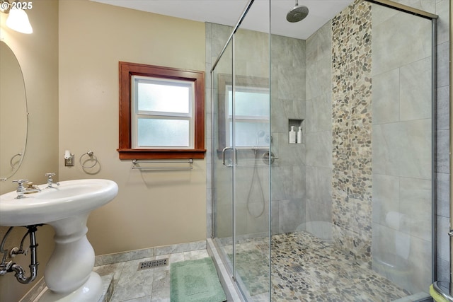 636 S Nehalem St, Clatskanie, OR 97016 - bathroom with a stall shower and baseboards
