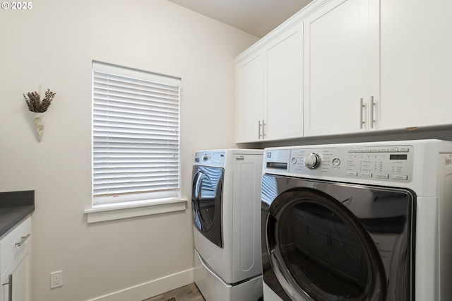 367 E 4th St, Lowell, OR 97452 - laundry room with independent washer and dryer, cabinet space, and baseboards