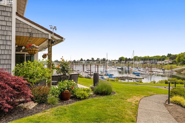 620 N Hayden Bay Dr, Portland, OR 97217 - view of green lawn featuring a water view and a boat dock